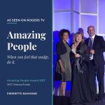 Pierrette Raymond receiving her Amazing People Award at the 2017 Amazing People Gala in Ottawa