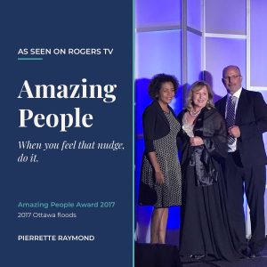 Pierrette Raymond receiving her Amazing People Award at the 2017 Amazing People Gala in Ottawa